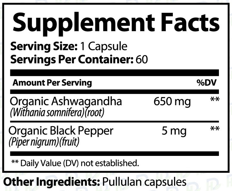 Organic Aswagandha, 655mg